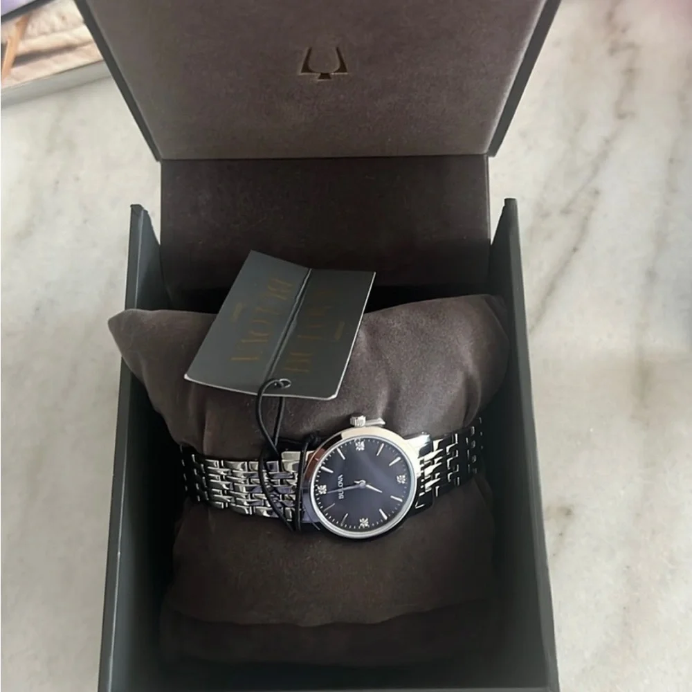 NWT Bulova Stainless Steel Diamond Watch